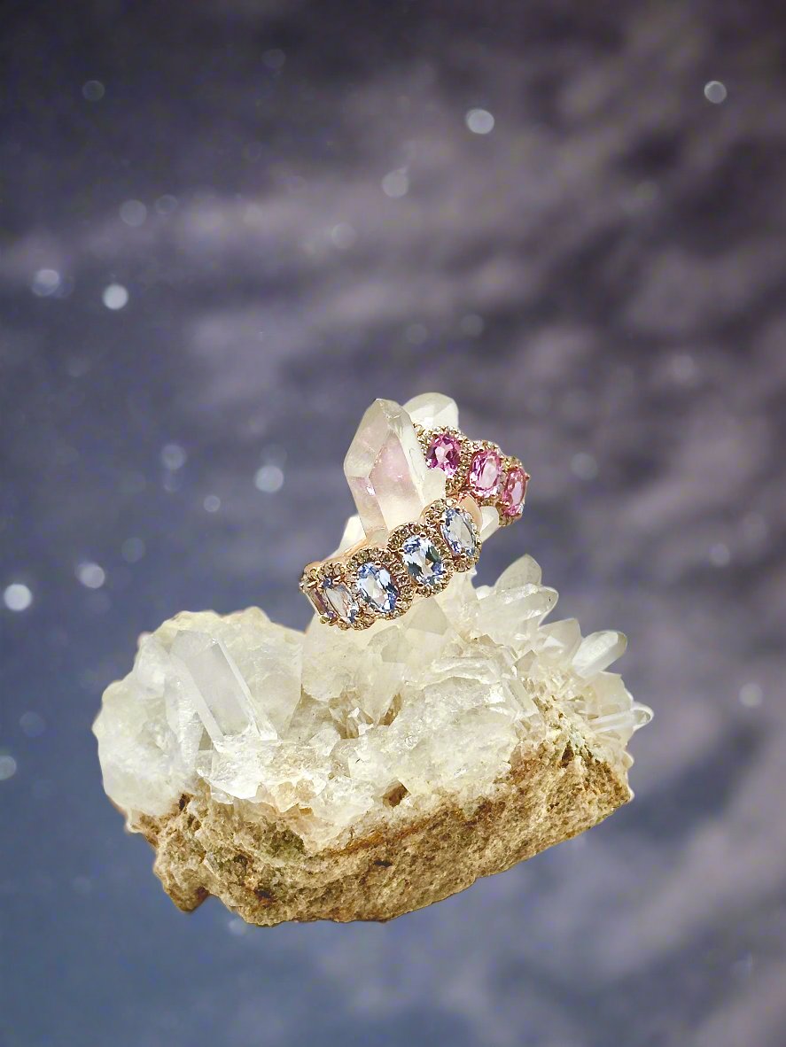 Celestial Healing Ring in Pink Sunrise