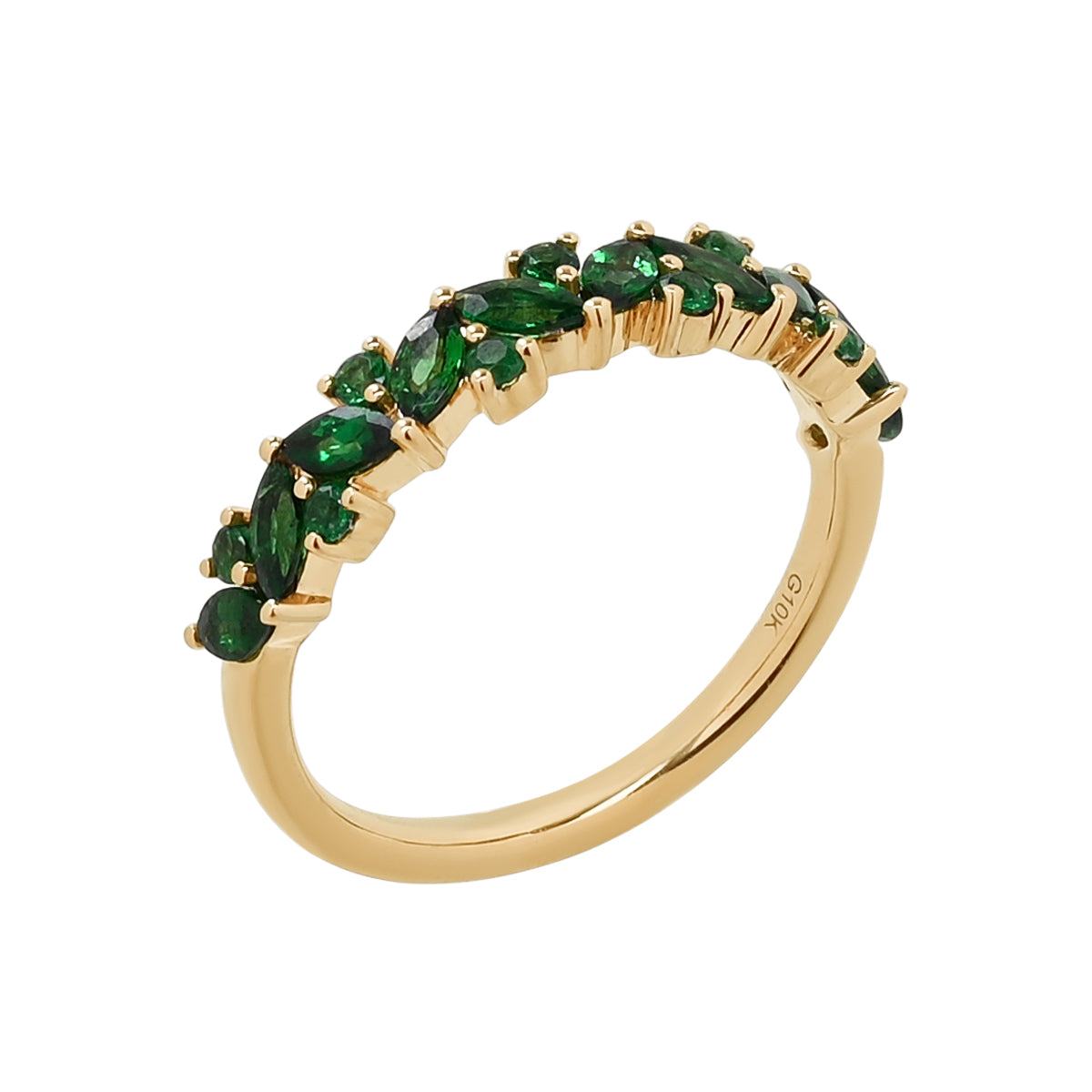 Deep Pockets - 19 Emerald Green stones set in 10k Gold